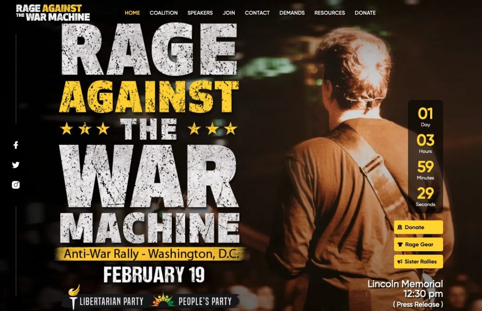 Need More Rage Feb. 19: We Need a Huge Rage Against the War Machine - Just World ...