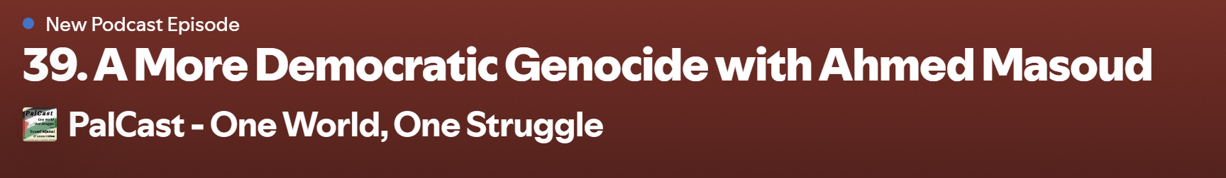 A More Democratic Genocide: A Conversation with Ahmed Masoud on PalCast ...